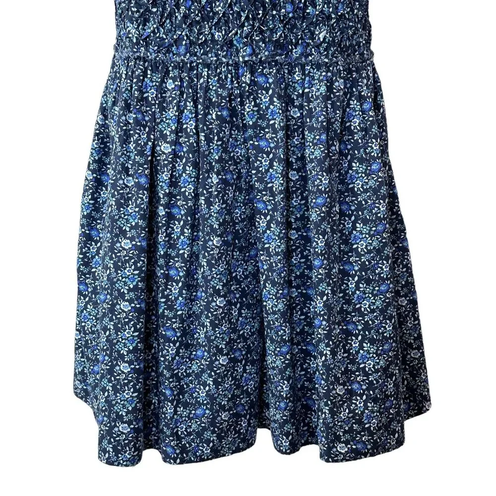 Free People Petunia Mini Dress Blue Square Neck Sleeveless Floral Women’s Small